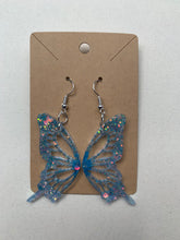 Load image into Gallery viewer, Blue butterfly wing earrings (MADE TO ORDER)