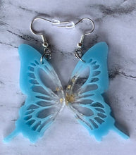 Load image into Gallery viewer, Blue butterfly wing earrings (MADE TO ORDER)