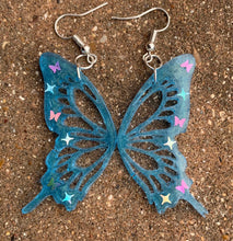 Load image into Gallery viewer, Blue butterfly wing earrings (MADE TO ORDER)