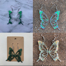 Load image into Gallery viewer, Green butterfly wing earrings (MADE TO ORDER)