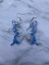 Load image into Gallery viewer, Blue butterfly wing earrings (MADE TO ORDER)