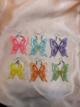 Load image into Gallery viewer, 2 tone glitter butterfly wing earrings
