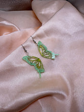 Load image into Gallery viewer, 2 tone glitter butterfly wing earrings
