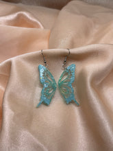 Load image into Gallery viewer, 2 tone glitter butterfly wing earrings
