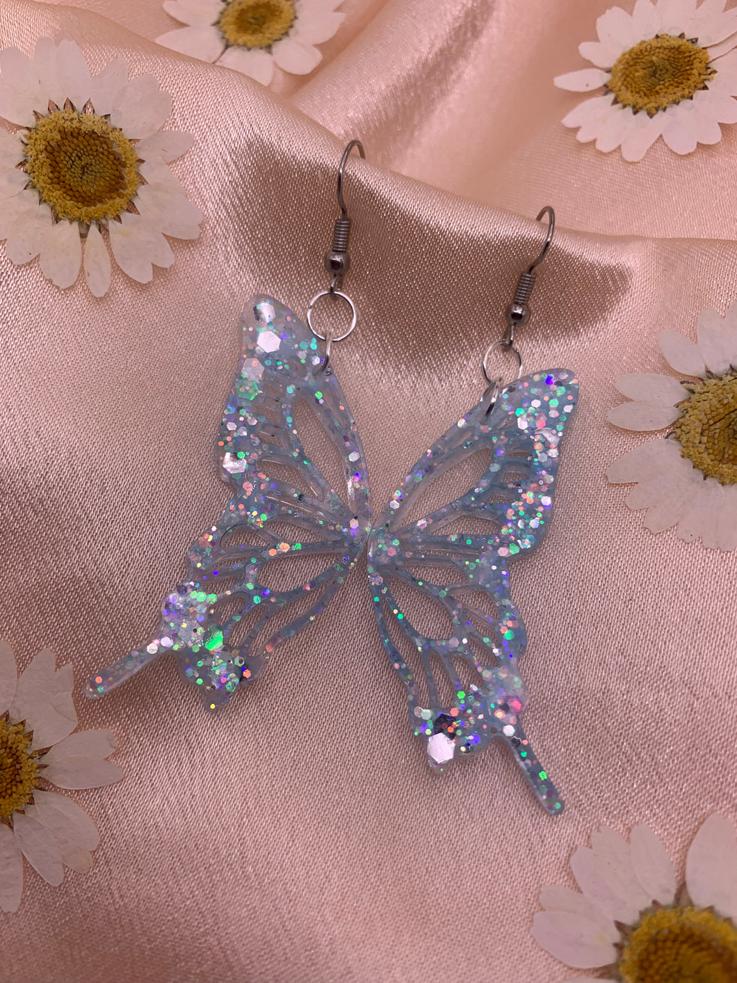 Glow in the dark butterfly wing earrings