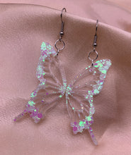 Load image into Gallery viewer, White iridescent butterfly wing earrings
