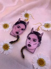 Load image into Gallery viewer, Pink and gold devil girl earrings
