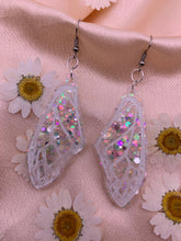 Load image into Gallery viewer, White iridescent wing earrings
