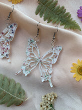 Load image into Gallery viewer, Sliver hook flower butterfly wing earrings
