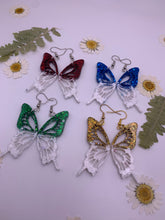 Load image into Gallery viewer, Half&amp;Half Christmas butterfly wing earrings
