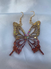 Load image into Gallery viewer, Gold to copper butterfly wing earrings
