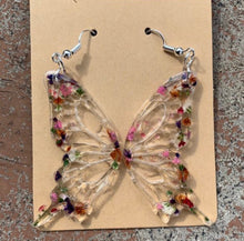 Load image into Gallery viewer, Floral butterfly wing earrings
