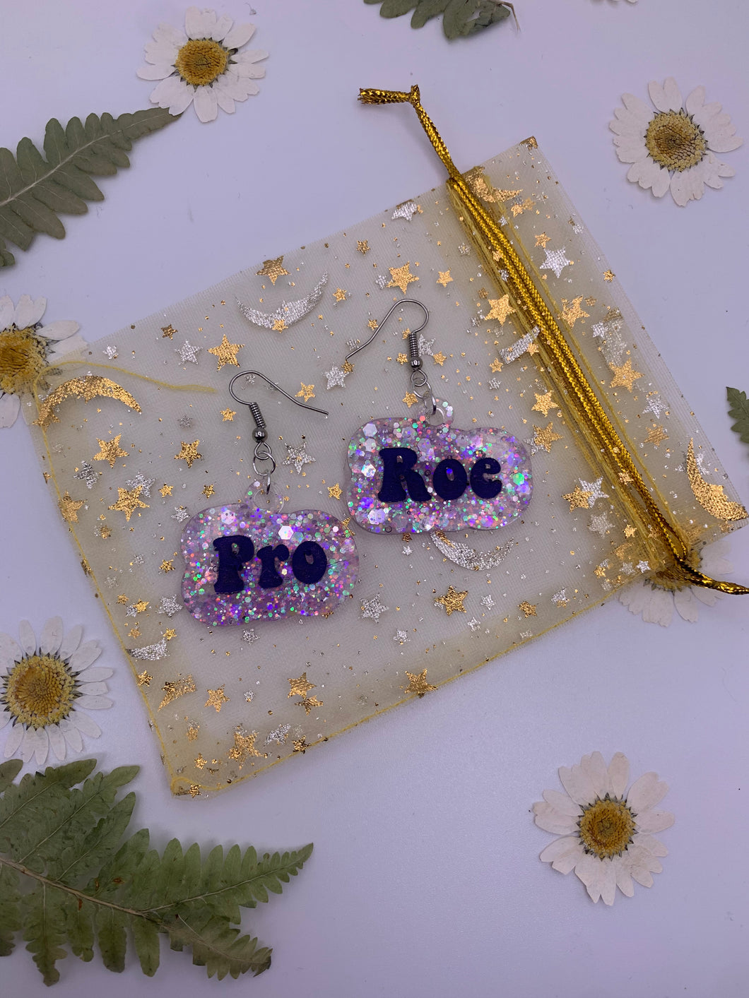 Purple glow in the dark pro roe earrings