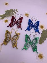 Load image into Gallery viewer, Christmas color butterfly wing earrings
