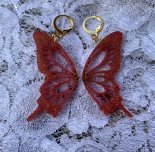 Load image into Gallery viewer, Red butterfly wing earrings (MADE TO ORDER)
