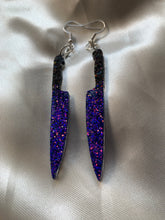 Load image into Gallery viewer, Purple iridescent knife earrings
