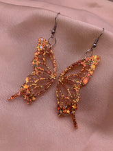 Load image into Gallery viewer, Dark orange butterfly wing earrings
