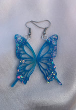 Load image into Gallery viewer, Stained glass butterfly wing earrings (lined)
