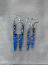 Load image into Gallery viewer, Blue iridescent knife earrings
