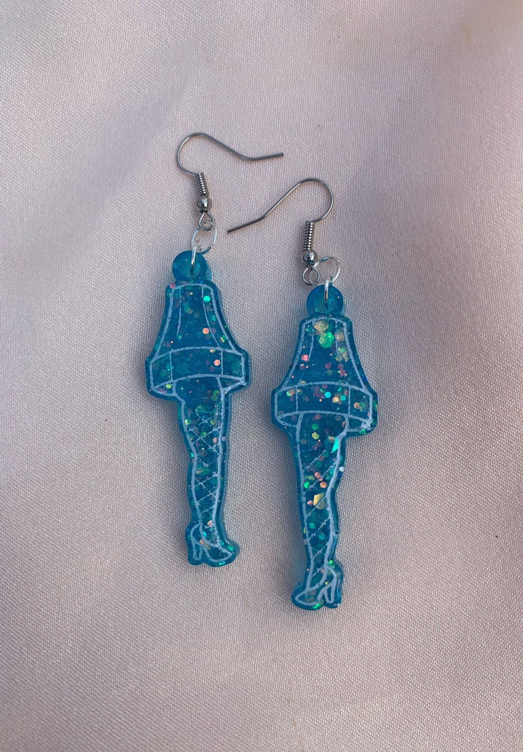 Blue leg lamp earrings