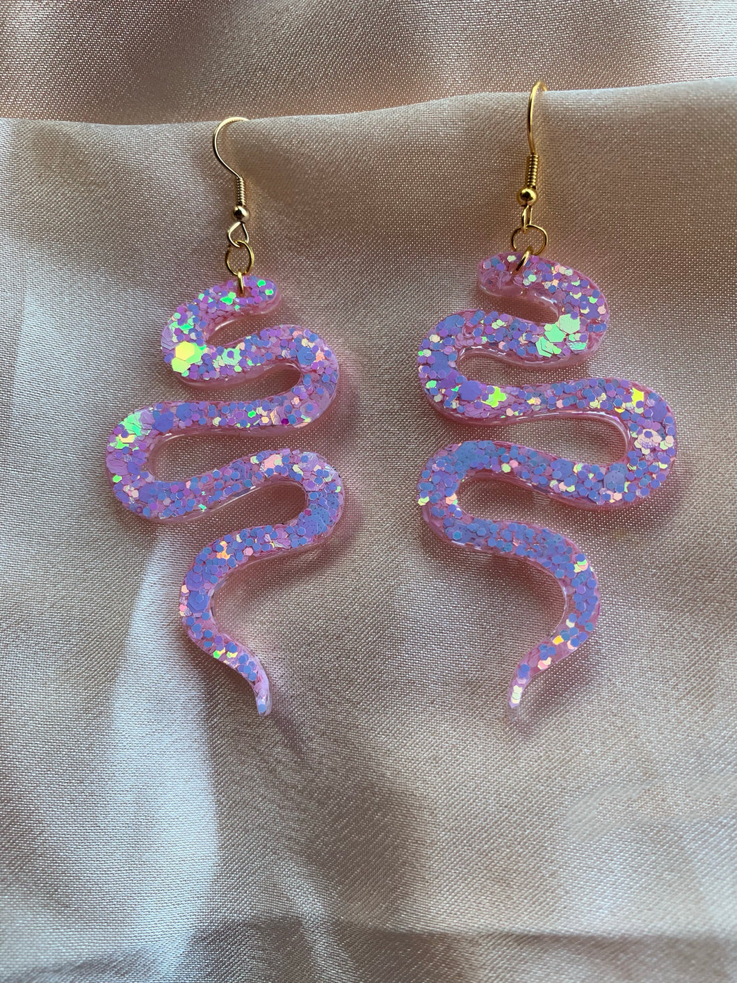 Cotton candy snake earrings