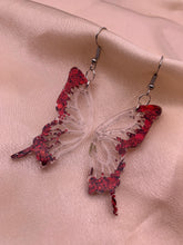 Load image into Gallery viewer, Red lined butterfly wing earrings
