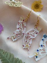Load image into Gallery viewer, Gold hook flower butterfly wing earrings
