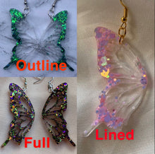 Load image into Gallery viewer, Blue/purple glow butterfly wing earrings
