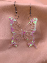 Load image into Gallery viewer, White iridescent butterfly wing earrings
