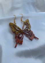 Load image into Gallery viewer, Gold to copper butterfly wing earrings
