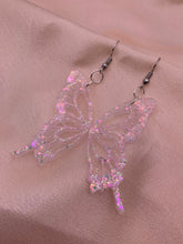 Load image into Gallery viewer, Pink iridescent butterfly wing earrings
