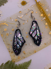 Load image into Gallery viewer, Blue glow in the dark wing earrings
