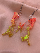 Load image into Gallery viewer, Orange to yellow butterfly wing earrings
