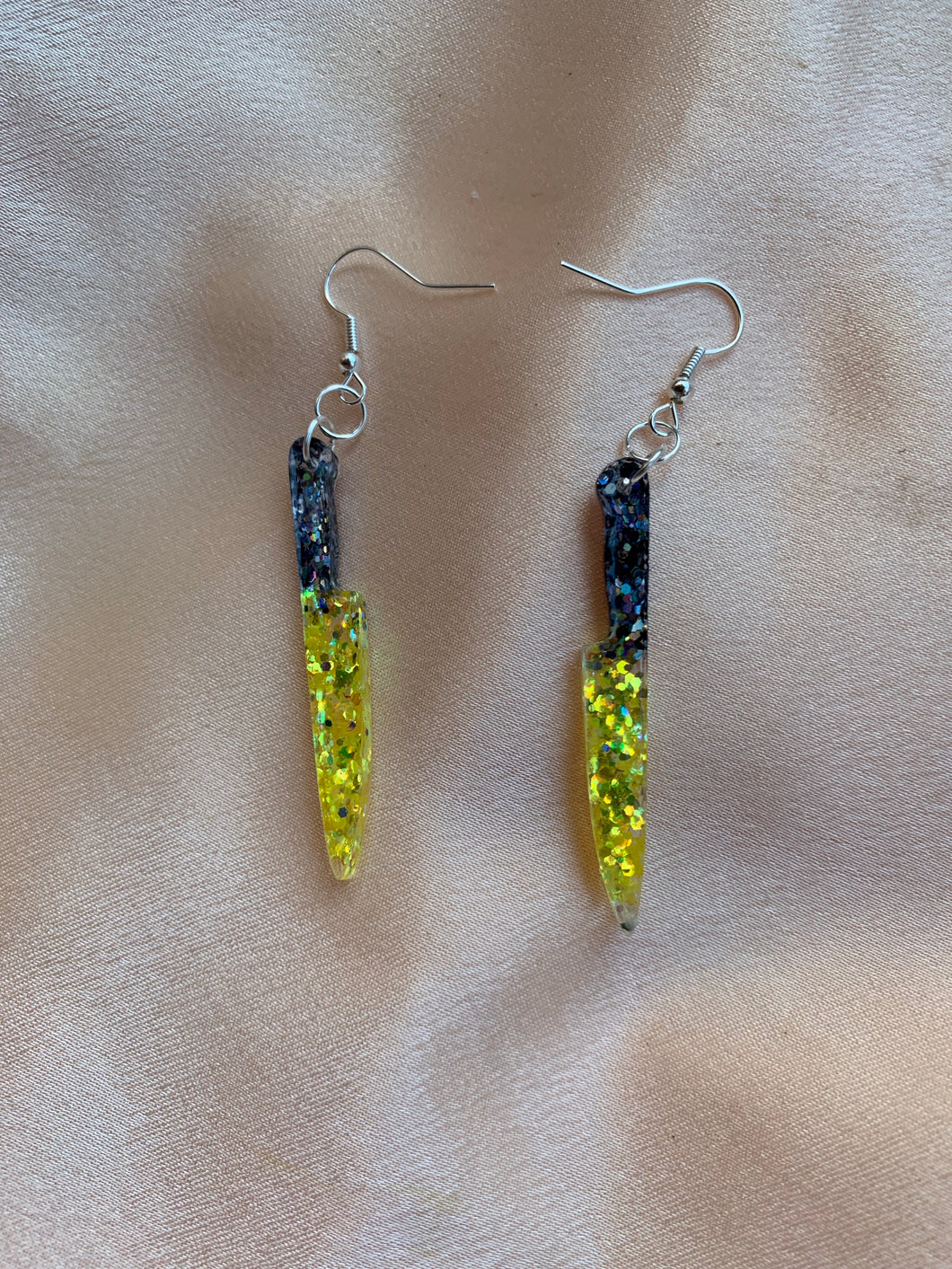 Neon yellow knife earrings