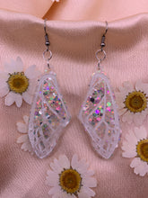 Load image into Gallery viewer, White iridescent wing earrings
