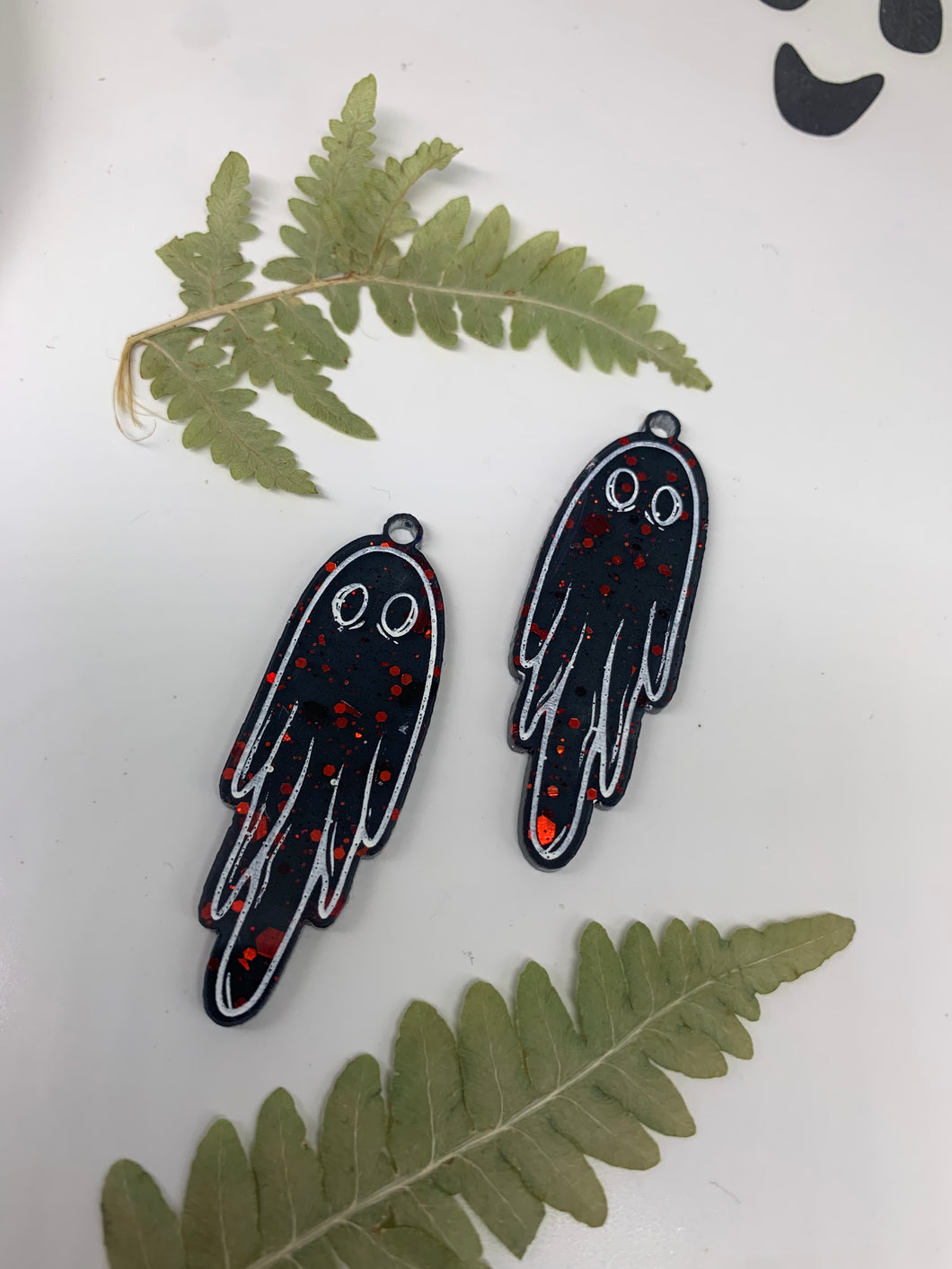 Red and black ghost earrings