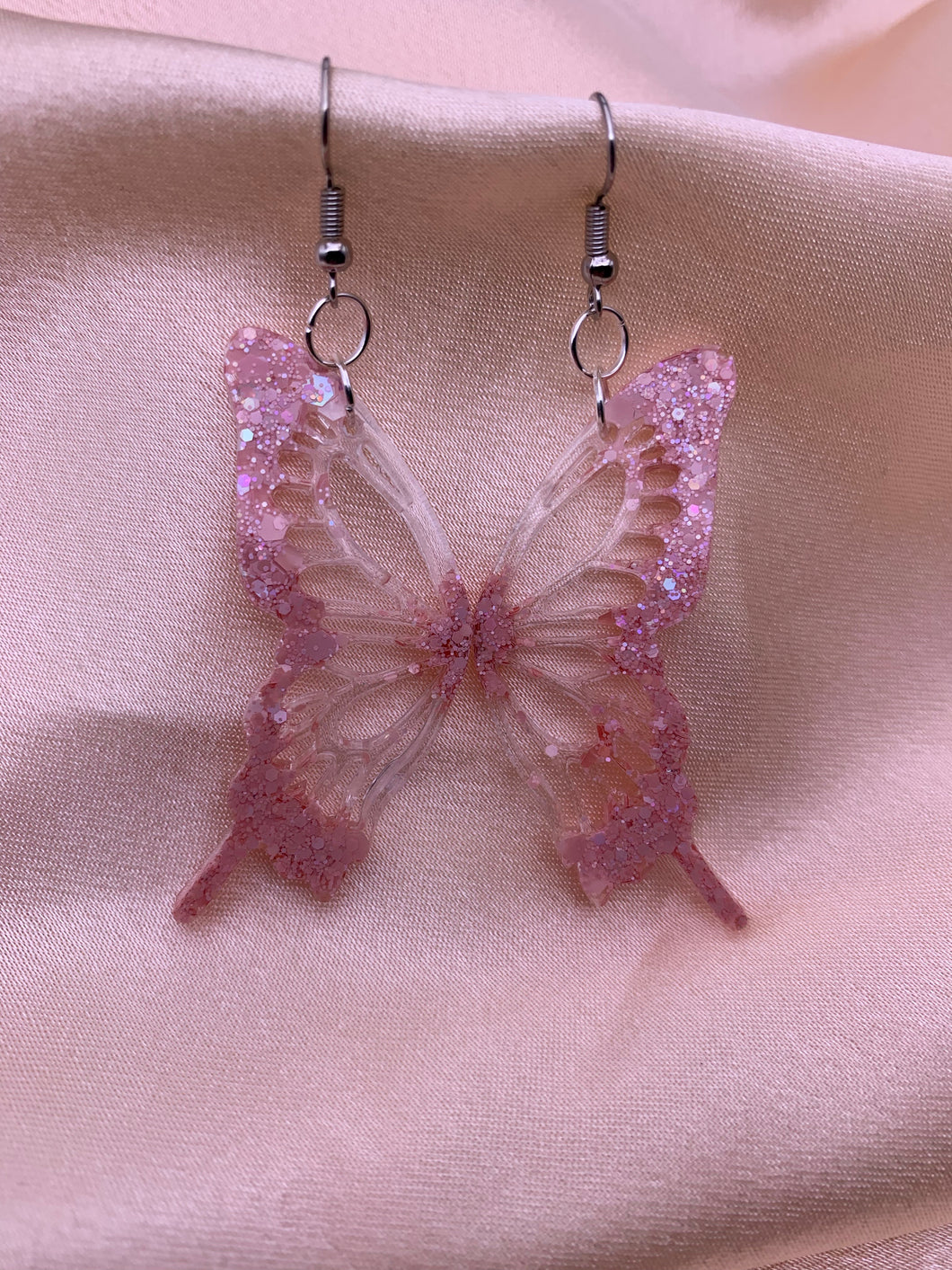 Blush pink butterfly wing earrings