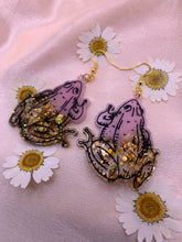 Load image into Gallery viewer, Pink and gold frog earrings
