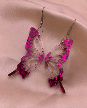 Load image into Gallery viewer, Dark pink butterfly wing earrings
