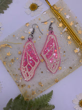 Load image into Gallery viewer, Pink glow in the dark wing earrings
