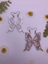 Load image into Gallery viewer, White and mix Christmas butterfly wing earrings
