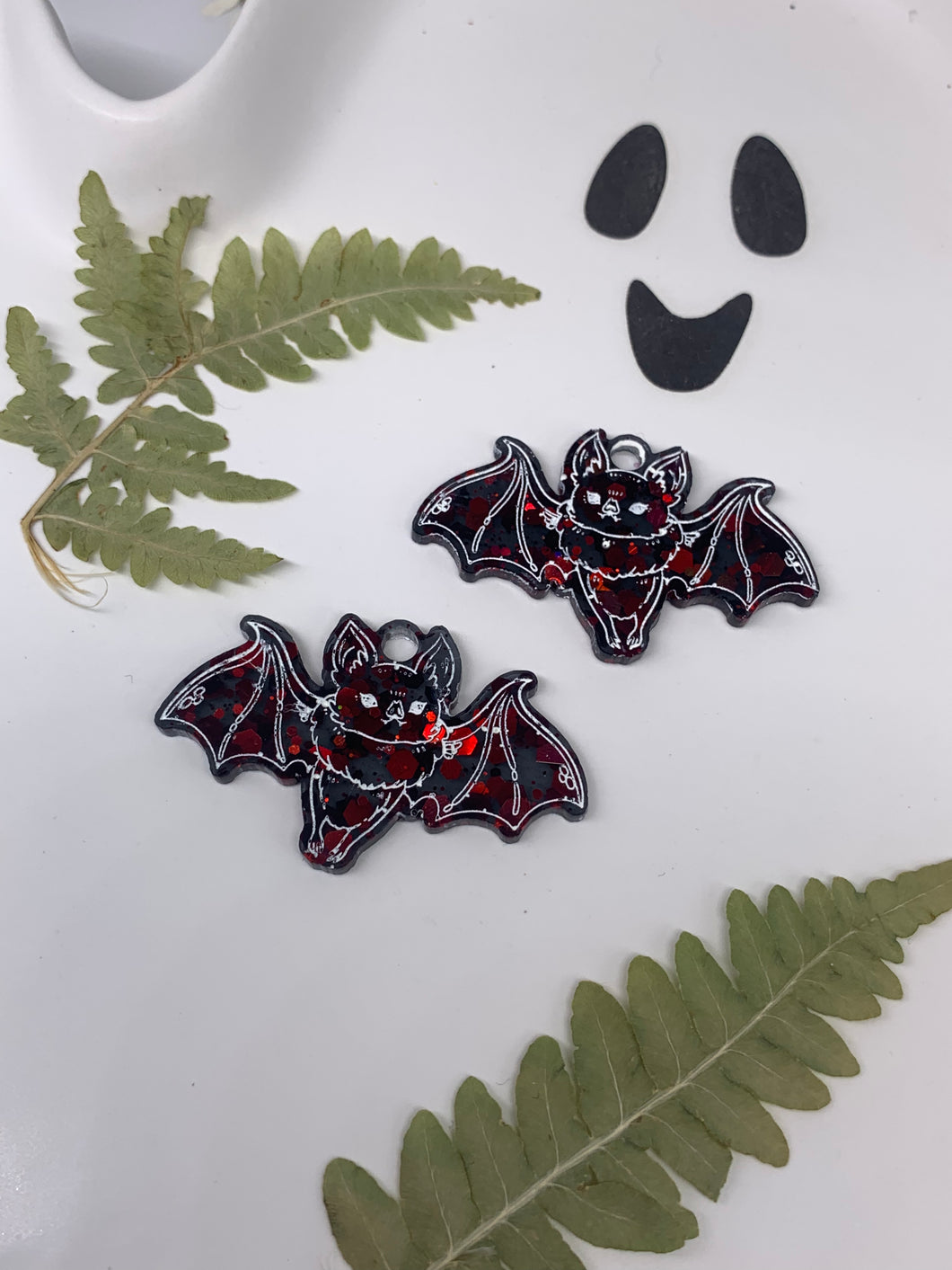 Red and black bat earrings