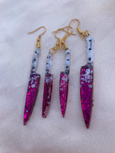 Load image into Gallery viewer, Pink and white knife earrings
