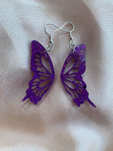 Load image into Gallery viewer, Purple iridescent butterfly wing earrings
