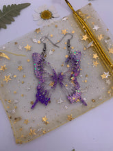 Load image into Gallery viewer, Purple colorshift butterfly wing earrings
