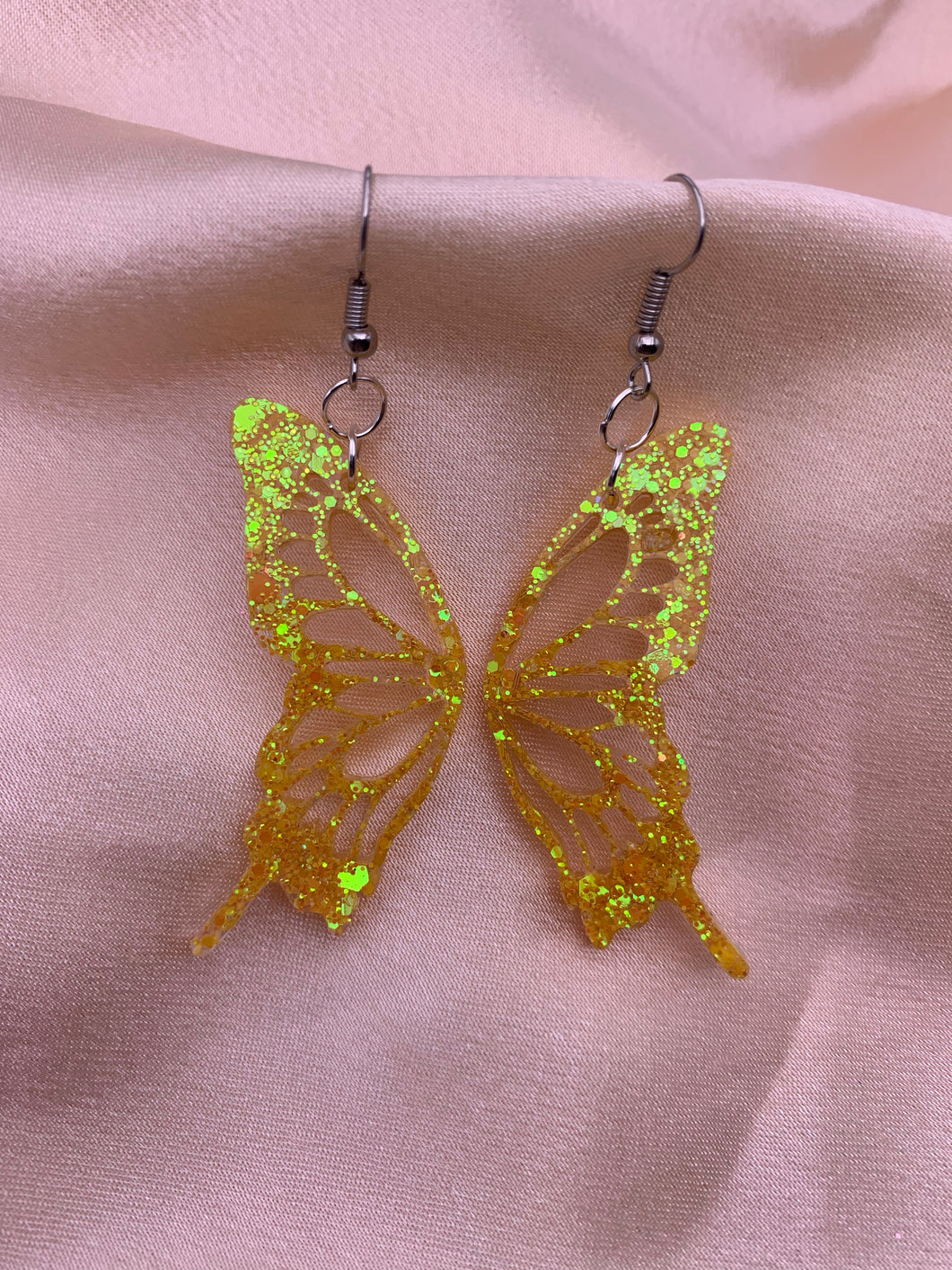 Full yellow butterfly wing earrings