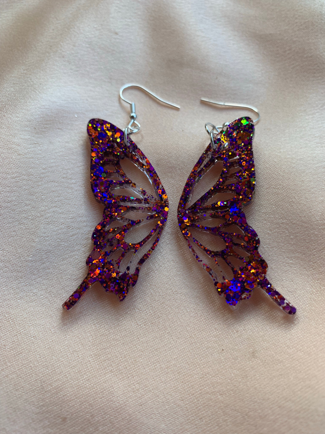 Halloween butterfly wing earrings