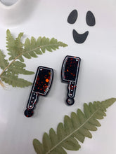 Load image into Gallery viewer, Red and black cleaver earrings
