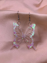 Load image into Gallery viewer, White iridescent butterfly wing earrings
