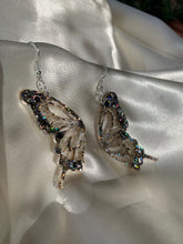 Load image into Gallery viewer, Sliver holographic butterfly wing earrings
